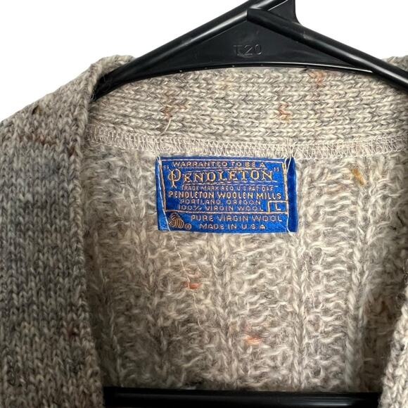 Pendleton 100% Virgin Wool Speckled Yarn Button Front Grandpa Cardigan Size L - Picture 3 of 9